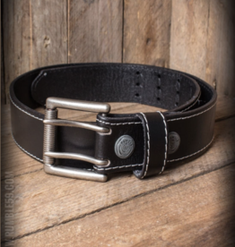 Rumble59 Leather belt with double-buckle