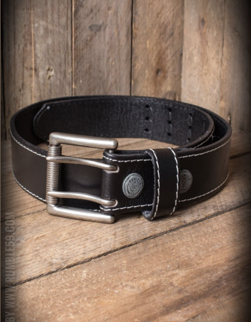 Rumble59 Leather belt with double-buckle