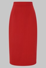Collectif Posey Plain Straight Skirt Red