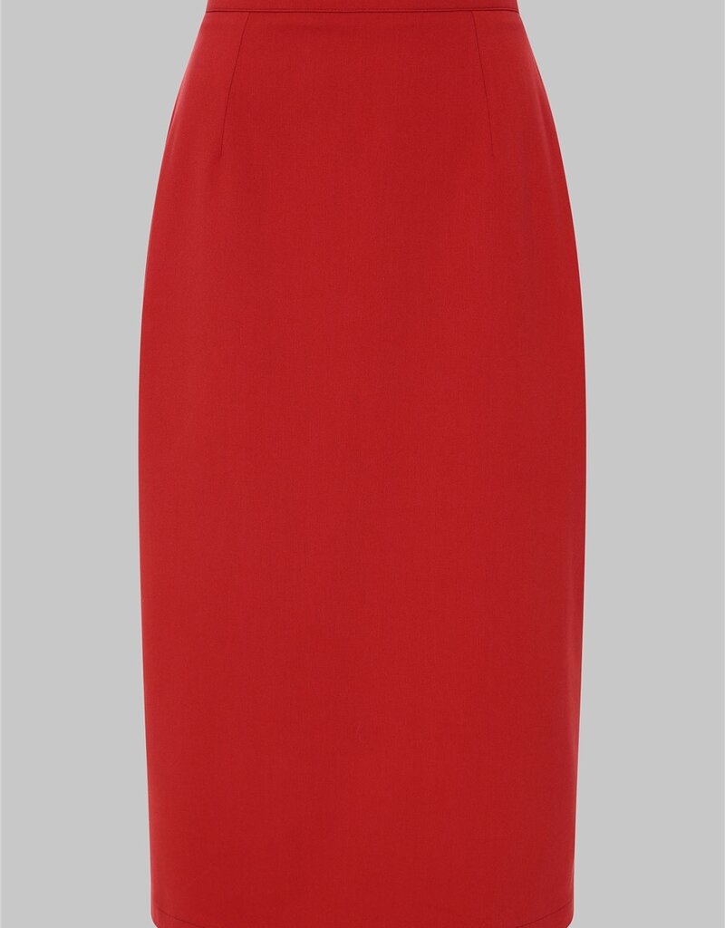 Collectif Posey Plain Straight Skirt Red