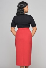 Collectif Posey Plain Straight Skirt Red