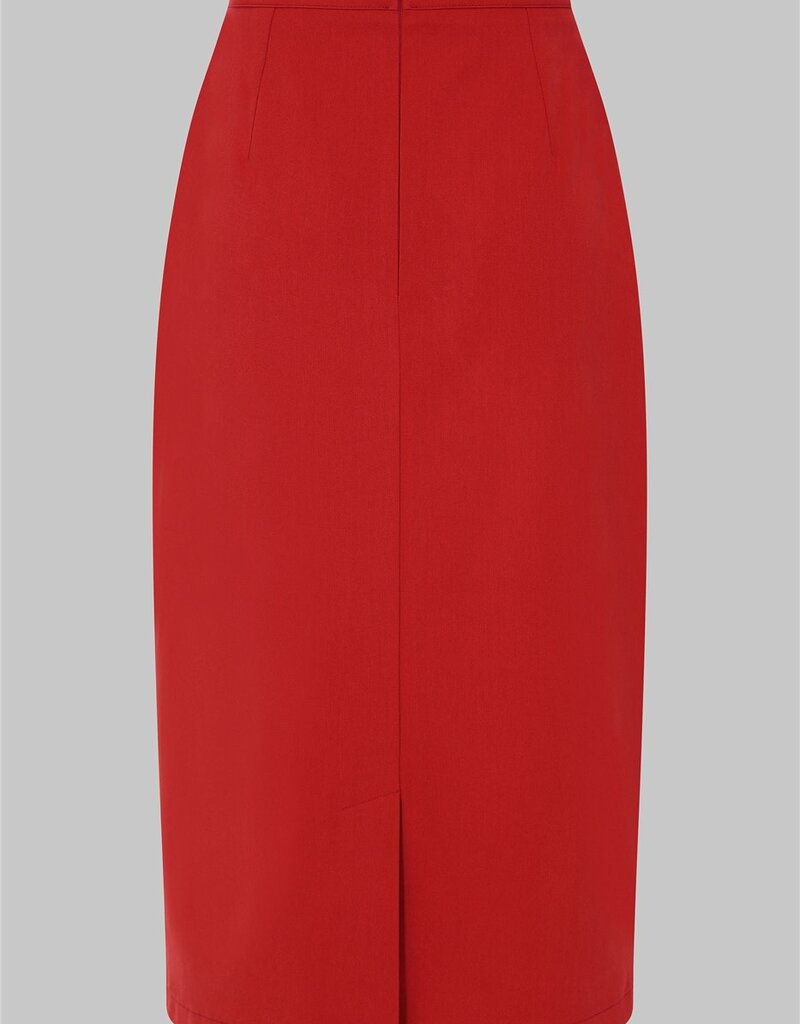 Collectif Posey Plain Straight Skirt Red