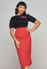 Collectif Posey Plain Straight Skirt Red