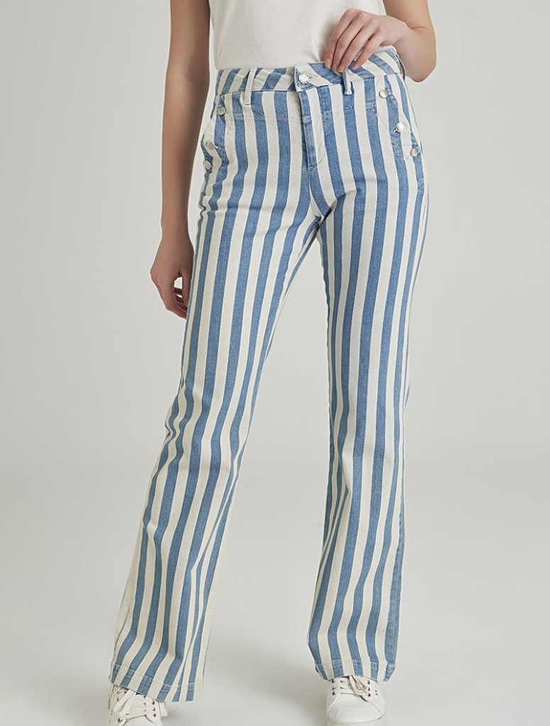 blue white striped jeans