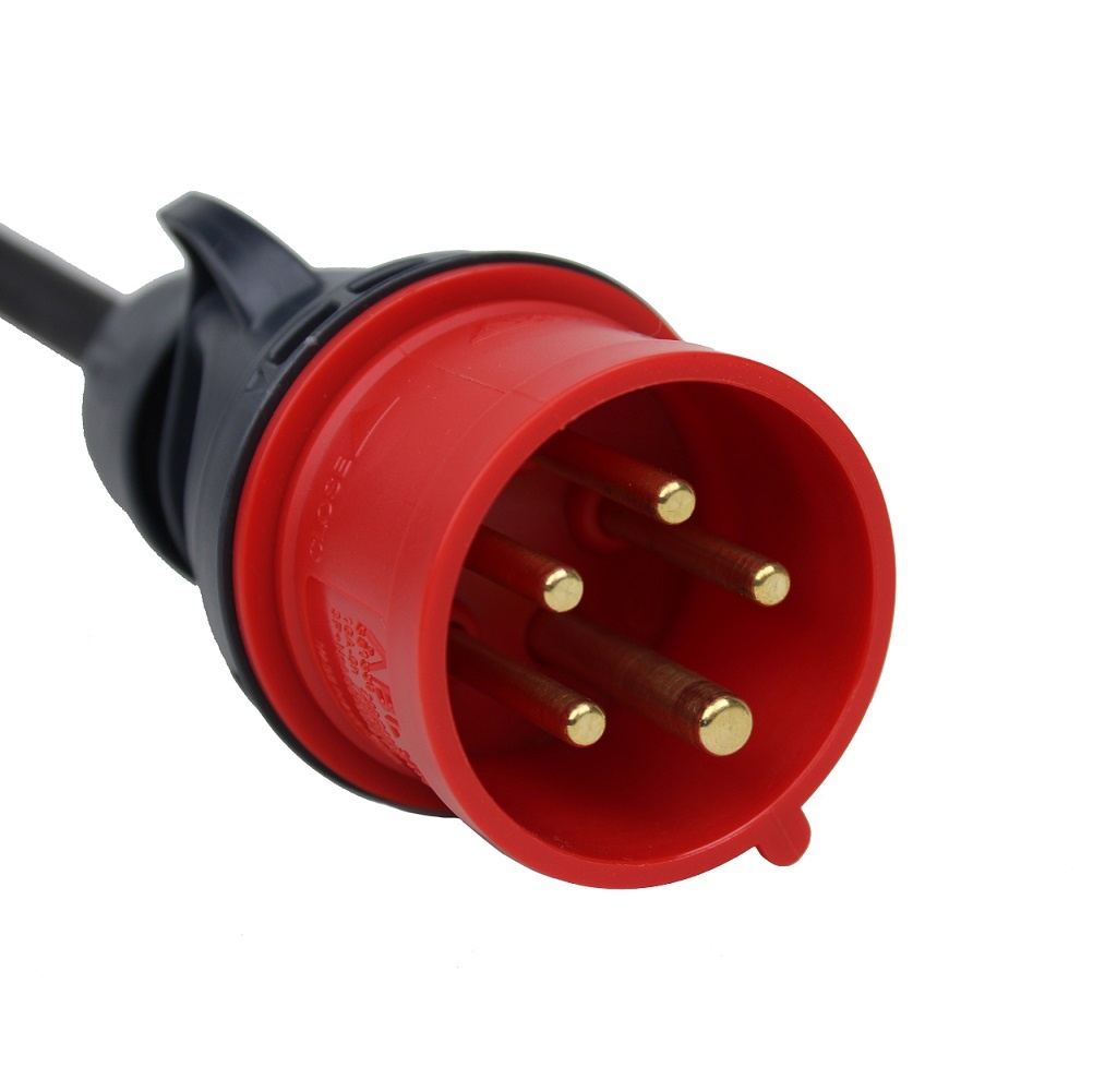 Câble de recharge voiture électrique type 2 vers prise rouge industrielle  CEE - 16A triphasée