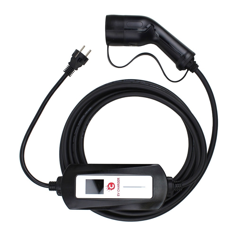 Câble de recharge portable voiture électrique type 2 vers prise domestique  (Schuko) monophasé 3 kW
