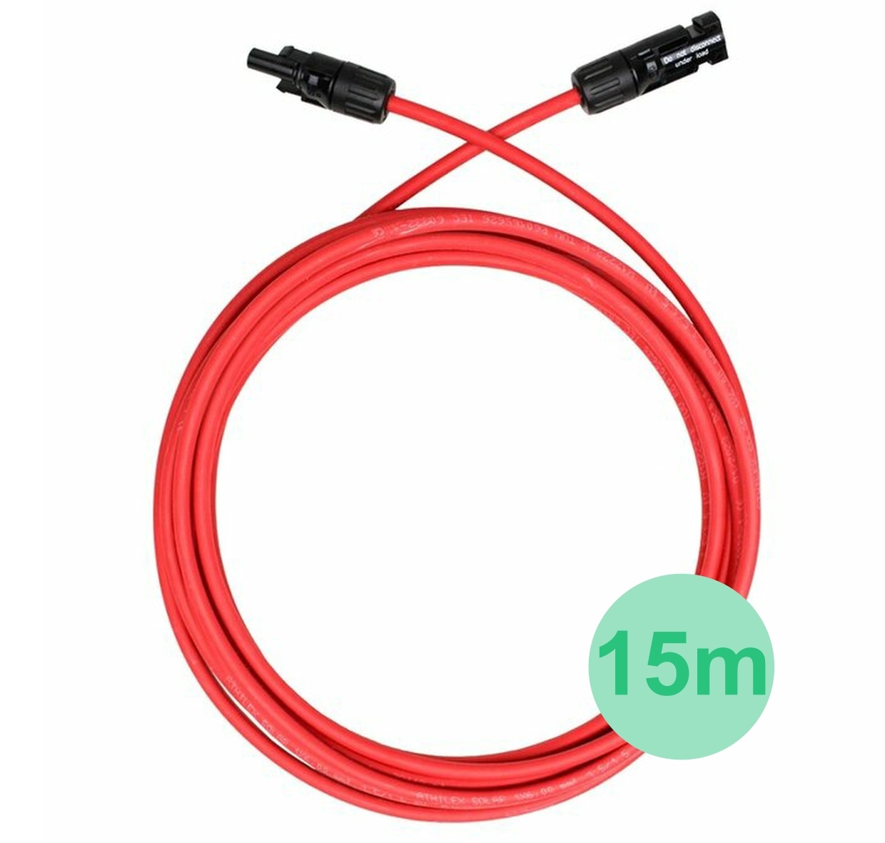 Solar cable 6mm red 15 meter with MC4 plugs