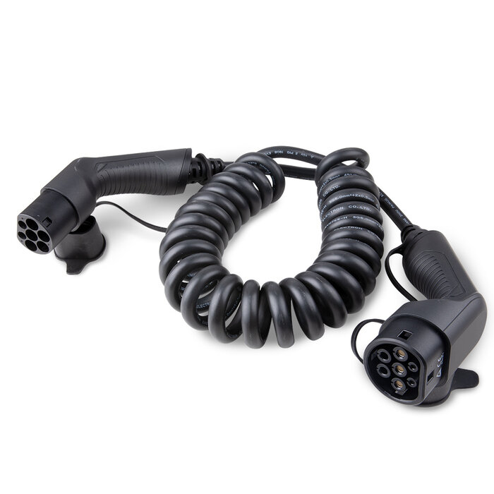 LDY Loady coiled ev charging cable type 2 to type 2 - 22 kW - 3x32A