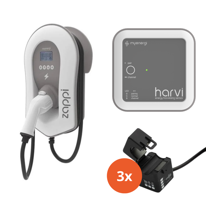 Myenergi Myenergi Zappi V2.1 - 22 kW incl Harvi + 3x pinces CT - type 2 - 6,5M - station de charge