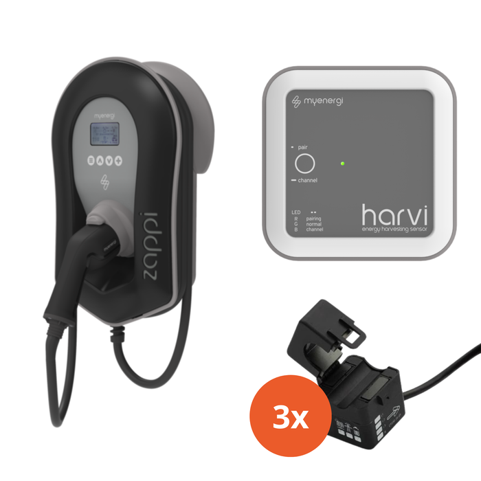 Myenergi Myenergi Zappi V2.1 - 22 kW incl Harvi + 3x pinces CT - type 2 - 6,5M - station de charge
