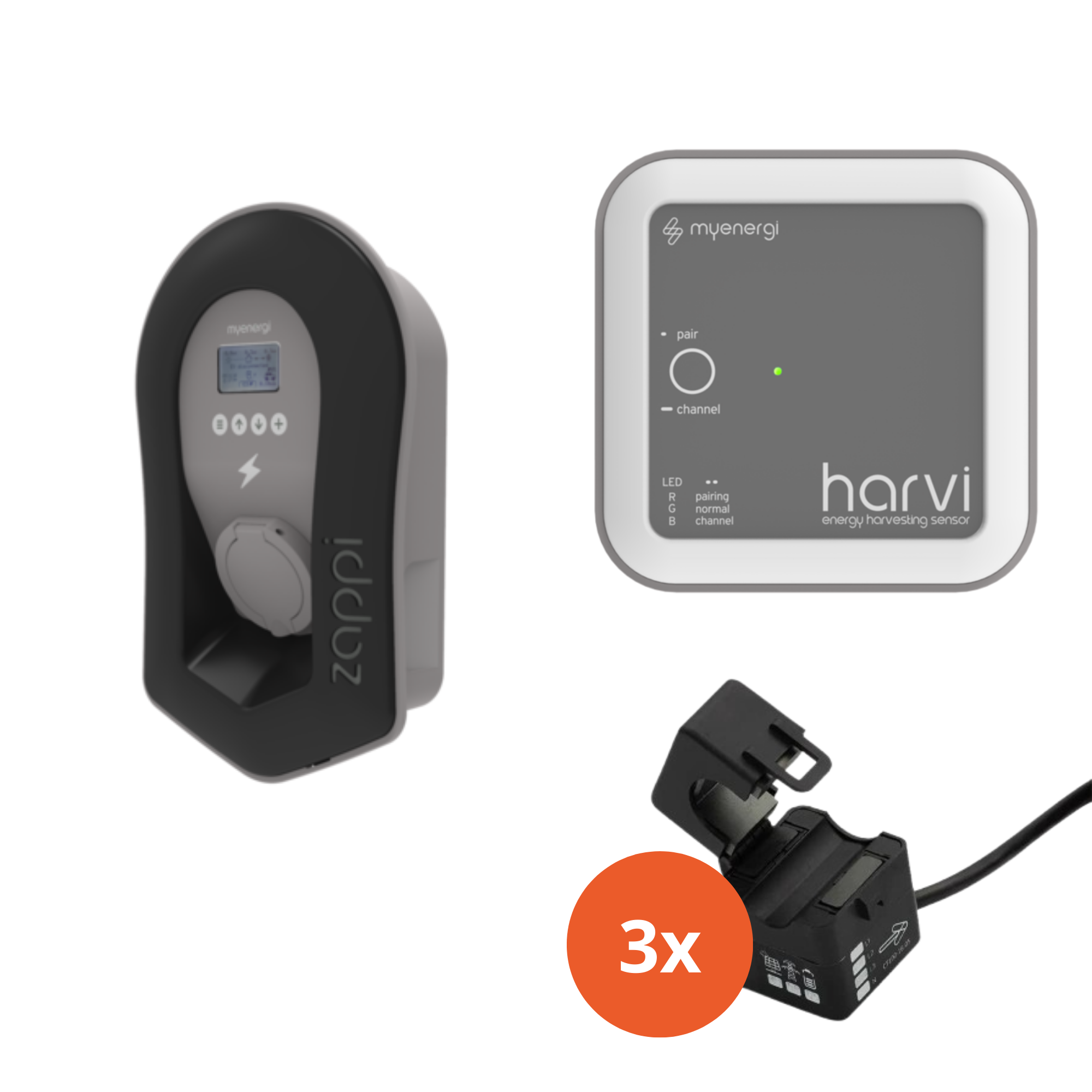 Myenergi Zappi V2.1 - 22 kW incl Harvi + 3x pinces CT - type 2 - Prise - station de charge