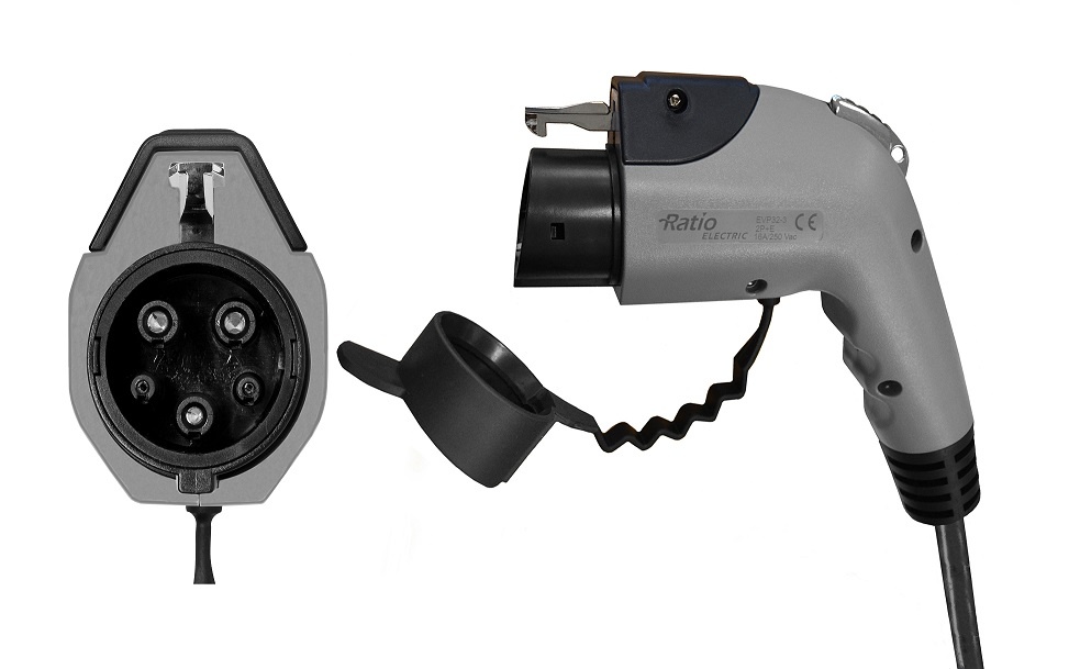 Ratio Electric Ratio E-line cable de recharge type 2 pour type 1 - 7,4 kW - 1 phase 32A  - sortie