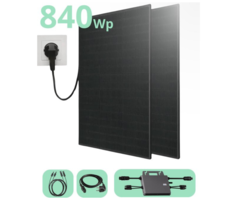 LDY 2 Solar panels with plug - 600W Micro inverter - 2x 410Wh Full Black PV panels