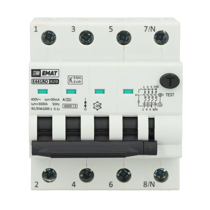 EMAT EMAT FI-Schutzschalter 3-polig+nul 20A B-kar 30mA
