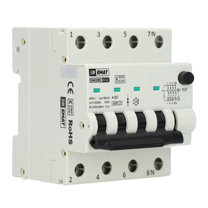 EMAT EMAT aardlekautomaat 3-polig+nul 32A B-kar 30mA