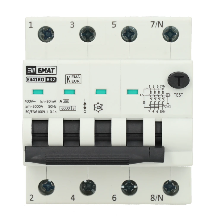 EMAT EMAT FI-Schutzschalter 3-polig+nul 32A B-kar 30mA