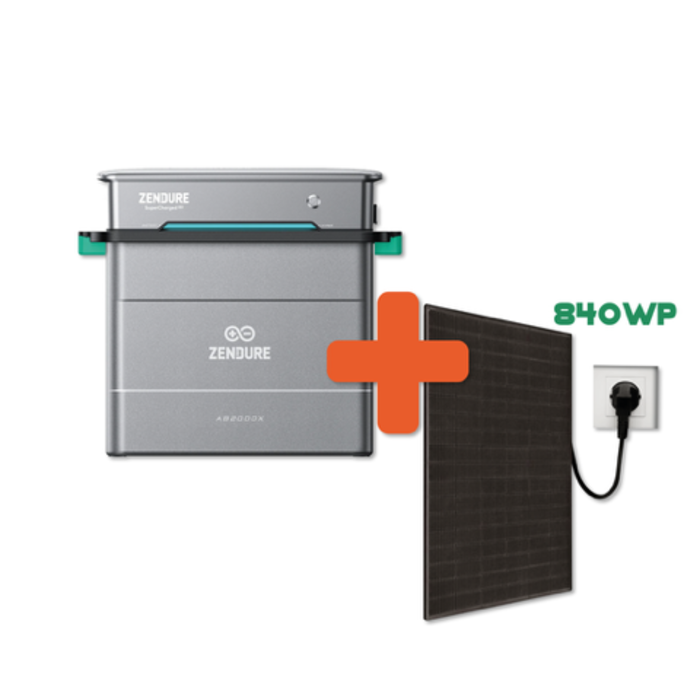 Zendure Kombi: Zendure Solarspeicher Paket + 840 Wp Balkonkraftwerk mit Stecker