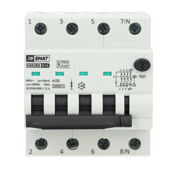 EMAT EMAT aardlekautomaat 3-polig+nul 16A B-kar 30mA
