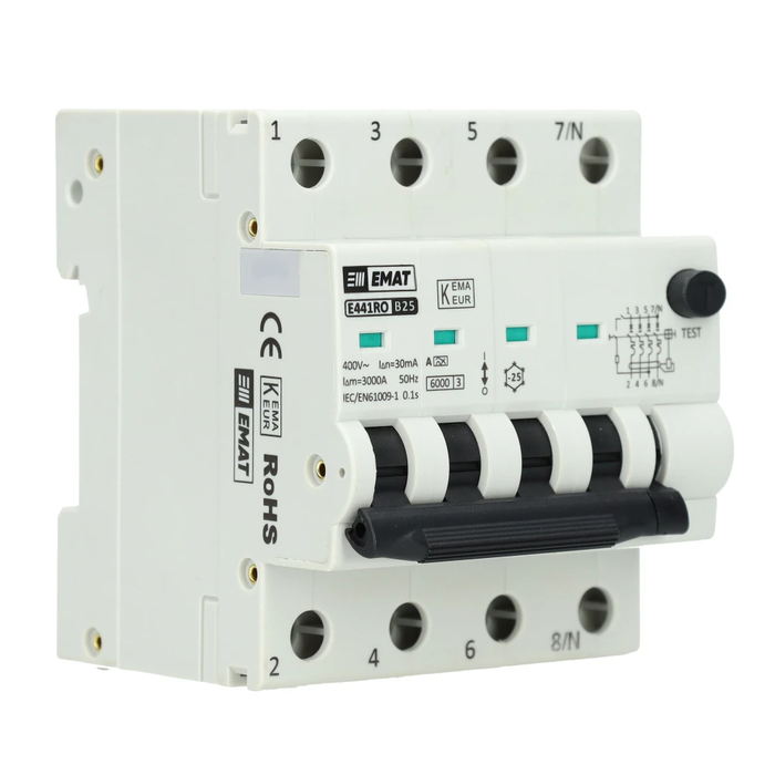 EMAT EMAT earth leakage circuit breaker 3-pole+zero 25A B-kar 30mA