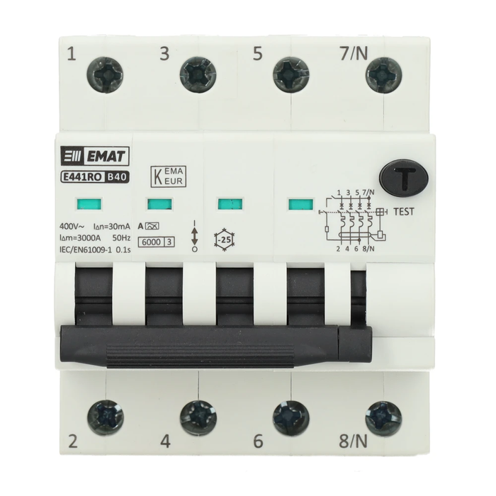EMAT EMAT earth leakage circuit breaker 3-pole+zero 40A B-kar 30mA