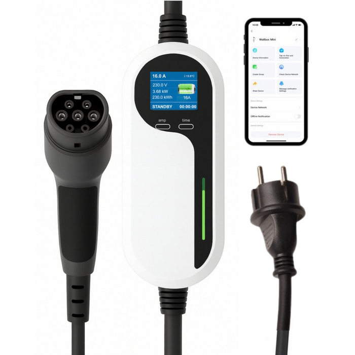 LDY Loady chargeur portable réglable avec application - type 2 - prise schuko - 6-16A