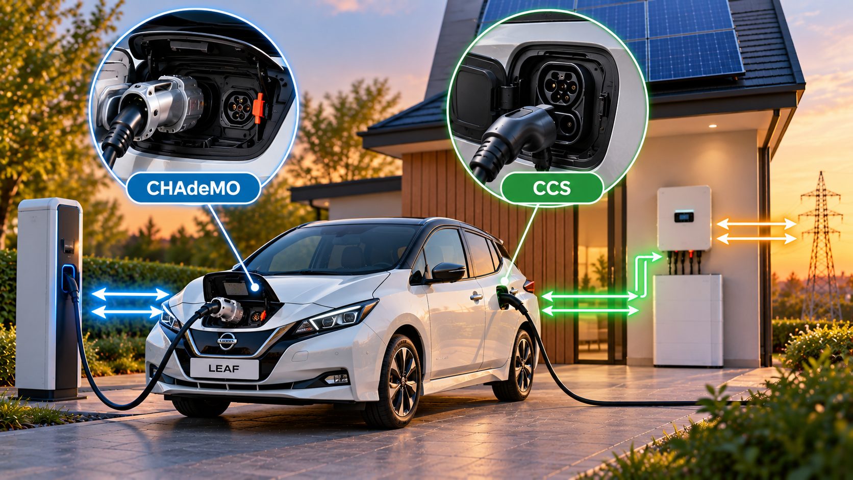 Nissan Leaf bidirectioneel laden met CHAdeMO of CCS