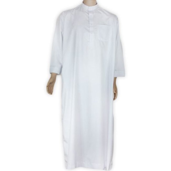 Arabischer Djellaba Kaftan m. Stehkragen in Weiss