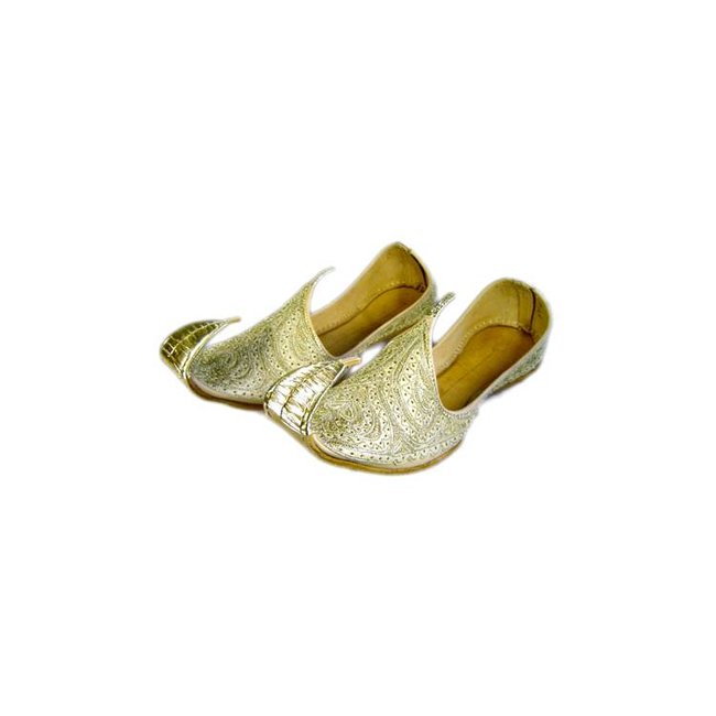 Indian beak shoes - Men Khussa in Gold