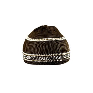 Brown-White crocheted cap / one size