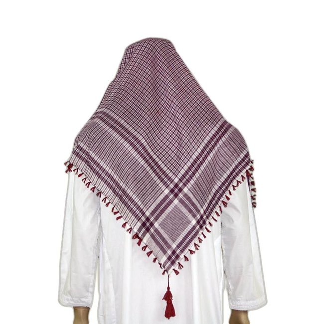 Large Scarf - Shemagh in White-Red 120x115cm