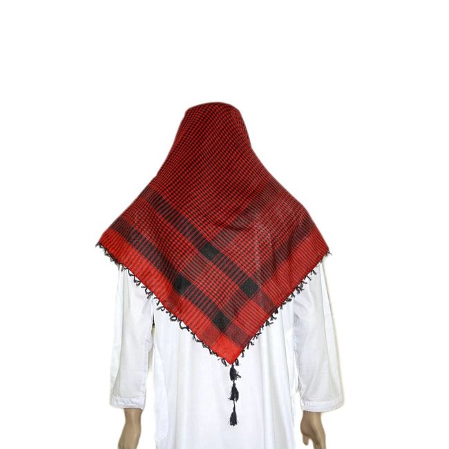 Large Scarf - Shemagh in Red Black 120x115cm