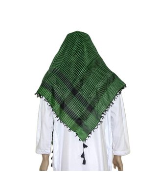 Large Scarf - Shemagh Green-Black 120x115cm