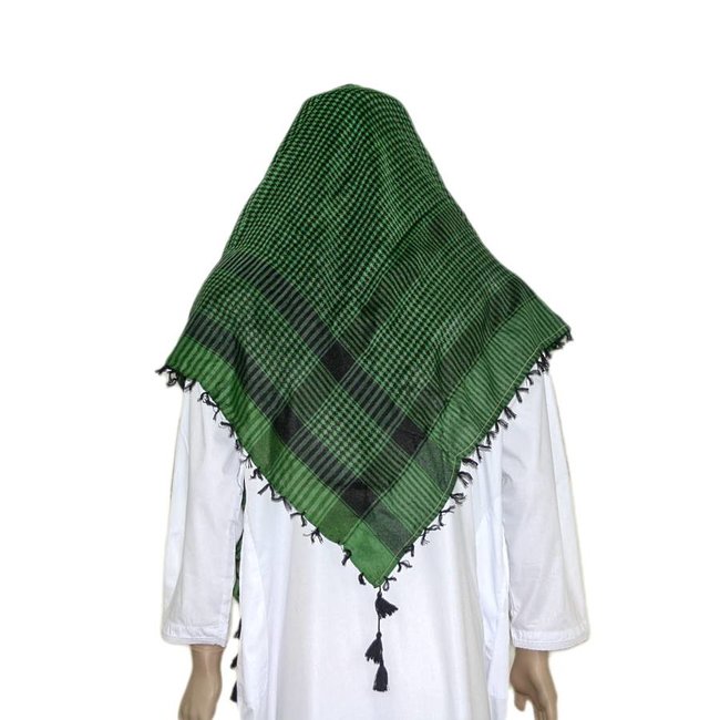 Large Scarf - Shemagh in Green-Black 120x115cm