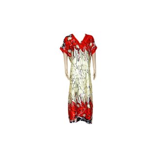 Satin Kaftan Red - Short Sleeve