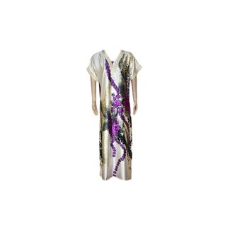 Satin Kaftan Purple - Short Sleeve