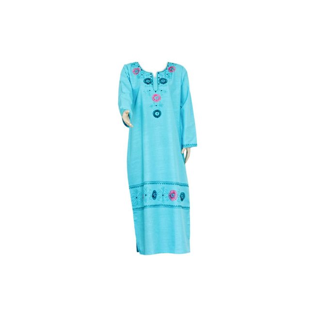 Djellaba kaftan for ladies in light blue with embroidery