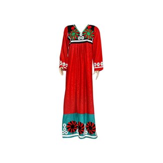 Embroidered Arab Kaftan Dress in Red