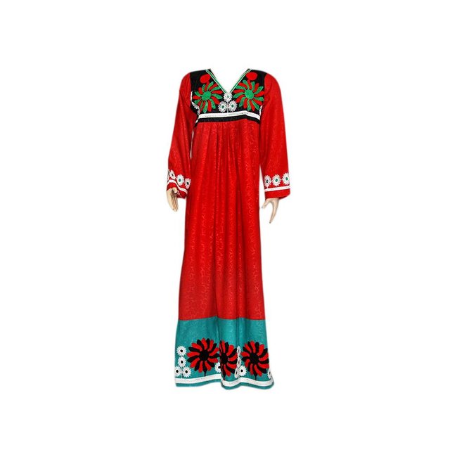 Arab Jilbab Caftan in Red with colorful embroidery