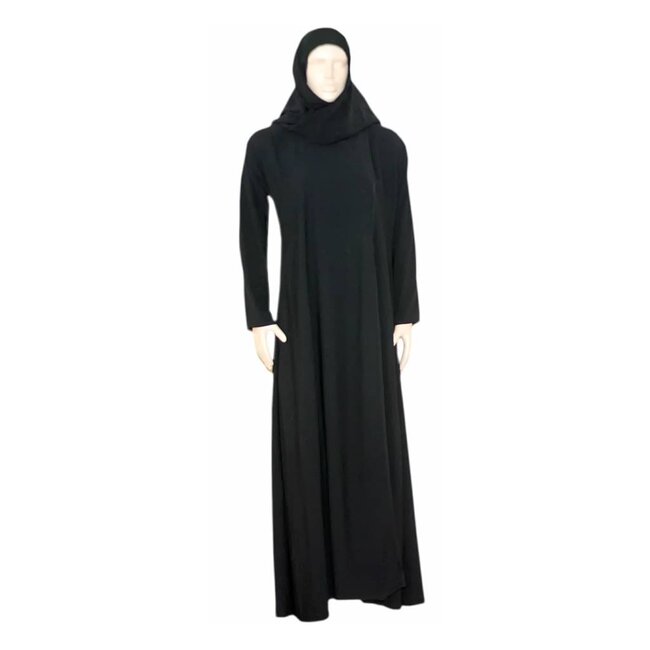 Black Abaya coat with scarf and elastic sleeves - Oriental-Style