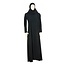 Schwarzer Abaya Mantel mit Schal und elastischen Ärmeln