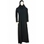 Black Abaya coat with scarf and elastic sleeves with pearls