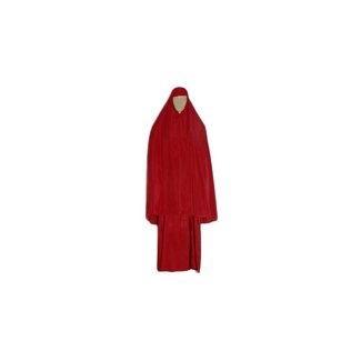 Abayah Mantel mit Khimar in Rot - Dreiteilig