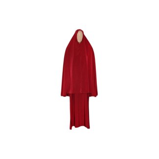 Abaya Mantel mit Khimar - Warmes Set in Rot