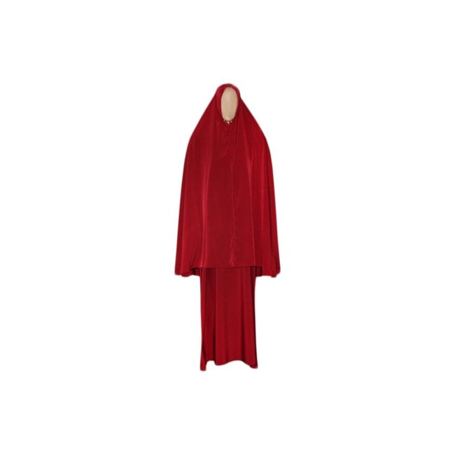 Abayah Mantel mit Khimar - Warmes Set in Rot