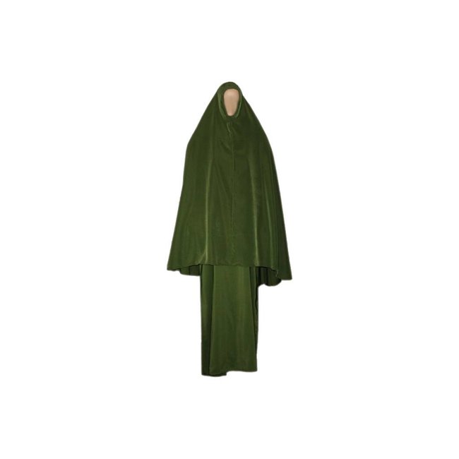 Abayah Mantel mit Khimar - Warmes Set in Grün