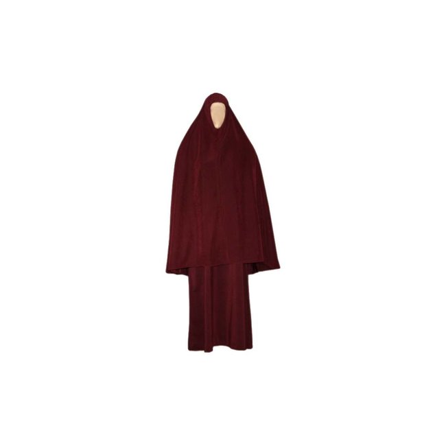 Abayah coat with khimar - Warm Set in Dark Red