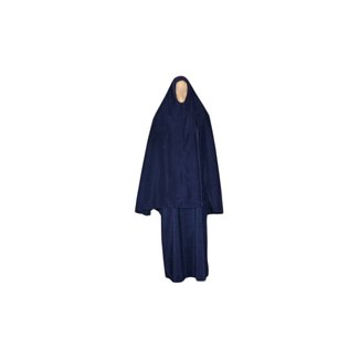 Abaya Mantel mit Khimar - Warmes Set in Blau