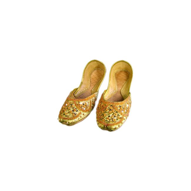 Oriental sequined ballerina shoes made of leather in Golden Yellow