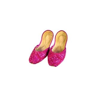 Sequins Ballerina Leather Shoes - Pink Violet