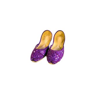 Indische Pailletten Ballerinas Schuhe aus Leder - Violett